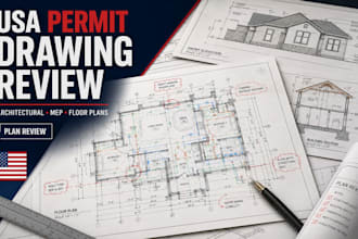 review USA architectural drawings mep floor plans for permit