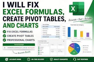 fix excel formulas, create pivot tables and charts