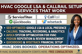 setup hvac google lsa callrail avoca servicetitan wisetack quickbooks podium SEO