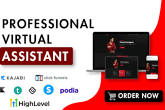 be gohighlevel, kajabi, clickfunnels, systeme io and kartra virtual assistant