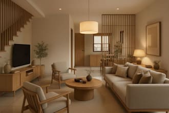 design a japandi, wabi sabi and minimalist interior design