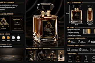 create a realistic 3d perfume bottle and render