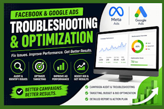 troubleshooting and optimize facebook and google advertising campaigns