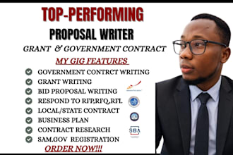 write government contract, rfp, rfq, rfi and grant proposals