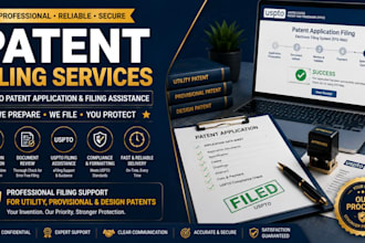 assist with patent filing, uspto patent application and patent registration