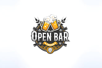 create modern bar, vodka, whiskies, drinks or nightclub logo