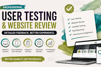 do user testing website review ios andriod app testing and give detailed report