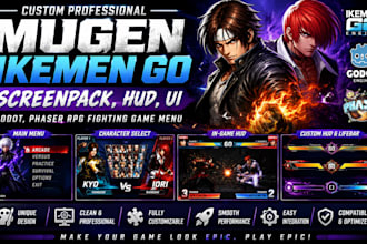 make mugen ikemen go screenpack, hud, UI, godot, phrase rpg fighting game menu