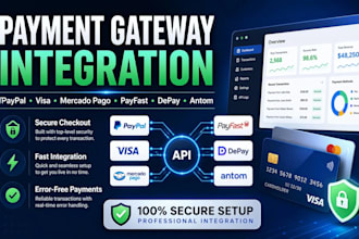 integrate mercado pago, skyverve, visa, depay, payfast, paypal, antom