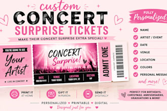 create you a custom concert surprise ticket