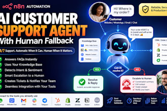 build an n8n ai customer support agent with human handoff