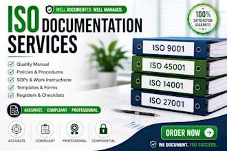 iso 9001, iso 45001, iso 14001 and iso 27001 documentation