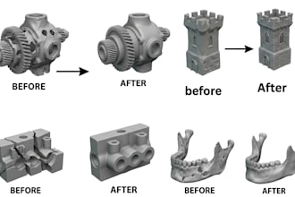 stl file repair, mesh fixing and prep for fdm and resin 3d printing prototypes