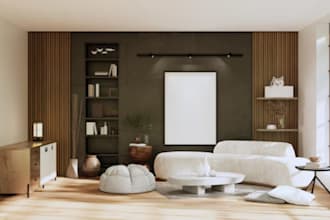 design 3d wabi sabi japandi house interior in japanese nordic style