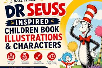create dr seuss inspired children book illustrations and characters