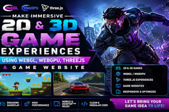 make immersive 2d 3d game experiences using webgl, webgpu, threejs, game website