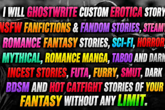 write a creative romance fanfiction dark erotic nsfw smut bdsm incent futa story