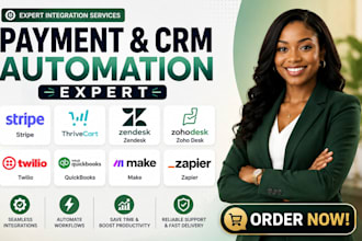 stripe thrivecart zendesk  zoho desk twilio quickbooks make zapier integration