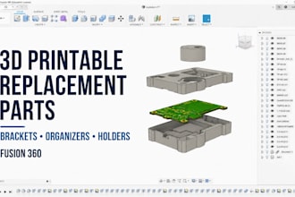 design 3d printable replacement parts, bracket organizers, holders in fusion 360