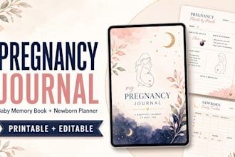 design pregnancy journal, baby memory book and newborn planner