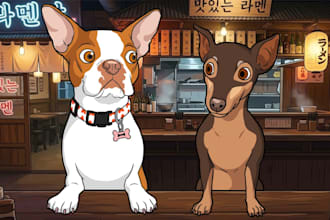 draw custom cartoon pet potrait