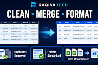 clean, merge, and format your excel or CSV data
