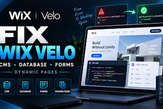fix wix velo code, cms database, dynamic pages, custom forms