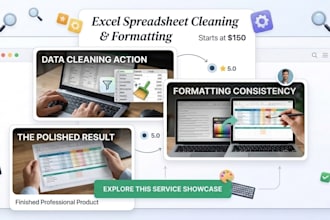 be providing excel clean spreadsheet and correct formatting