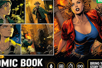 illustrate  comic book, comic illustration, graphic novel,