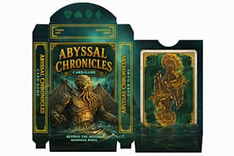 design card game packaging, tuck box dieline, rigid magentic box, card game box
