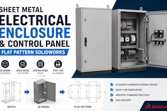 design sheet metal electrical enclosure, control panel flat pattern solidworks