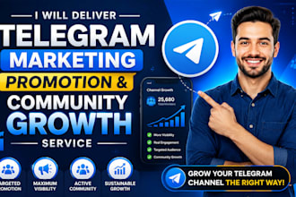 deliver telegram marketing, promotion and channel growth service