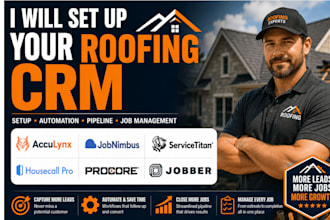 setup roofing CRM via acculynx jobnimbus servicetitan housecall procore jobber