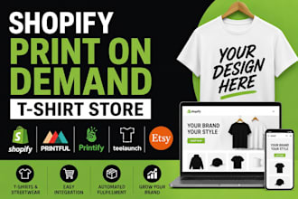 setup shopify print on demand t shirt etsy printful printify shopify website