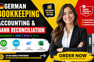 german quickbooks bookkeeping, cleanup, german bank reconciliation, xero, wave
