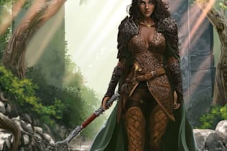 create dnd character design, concept art and illustration