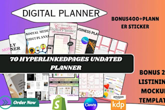 design etsy digital planner hyperlinked planner digital product digital stickers