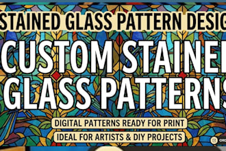 draft stained glass patterns custom art vector templates with line weight logic
