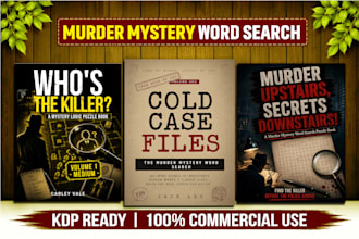 design custom mystery word search puzzle book with clues and logic games for KDP
