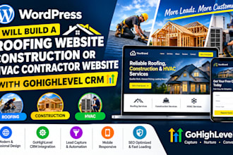 build roofing website construction hvac contractor website with gohighlevel crm