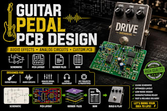 design guitar pedal pcb, audio effects circuit and analog electronics pcb
