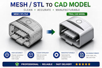reverse engineer, edit stl and convert mesh to cad
