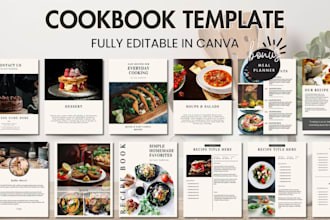 design cookbook recipe book meal planner and food book with editable template