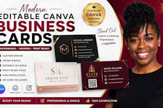 design modern editable canva business card design  digital card templates design