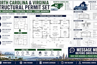 create structural and civil permit drawings for north carolina and virginia