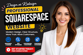 build sqaresapace website design or redesign squarespace website development