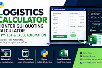 logistic calculator tkinter gui quoting callculator pytest excel automation