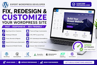 fix, redesign, clone generatepress kadence avada breakdance ionos wordpress acf