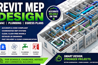 design revit mep hvac plumbing and egress plans for schools, churches and hotels