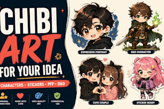 draw custom chibi character art for stickers and pfp